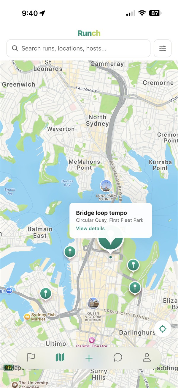 Browse runs on the map near your office